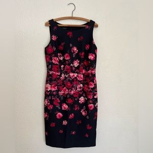 Womens Talbots Black Red Floral Dress Size 8